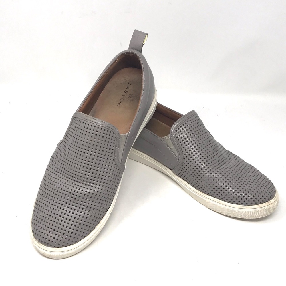 Caslon Eden Grey Leather Perforated Sneakers